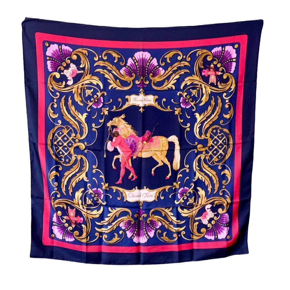 Hermes Cheval Turc silk scarf 100% Silk Scarf 90cm Square